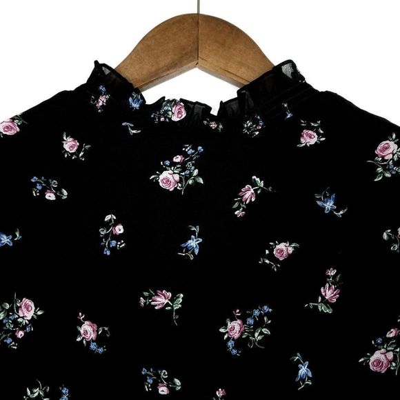 1.State Woodland Calico Rich Black Floral High Low Dress - Picture 7 of 9